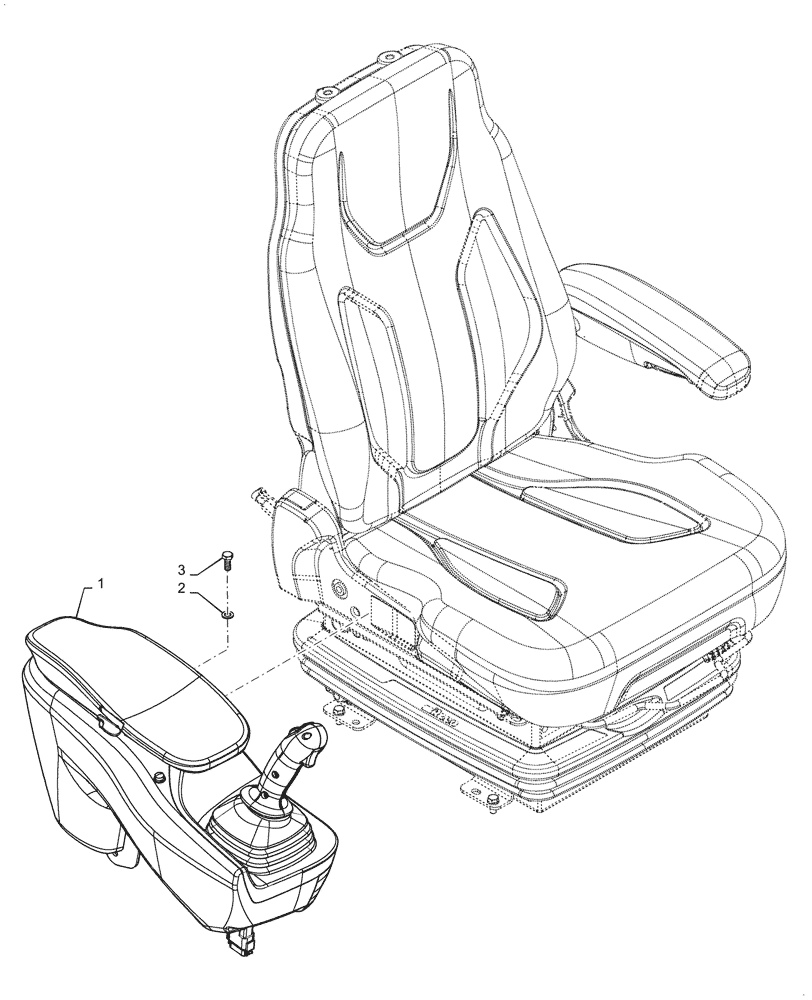 Схема запчастей Case 821G - (90.151.060[01]) - VAR - 734054 - ARMREST, JOYSTICK - W/ 1 AUX CONTROL (90) - PLATFORM, CAB, BODYWORK AND DECALS