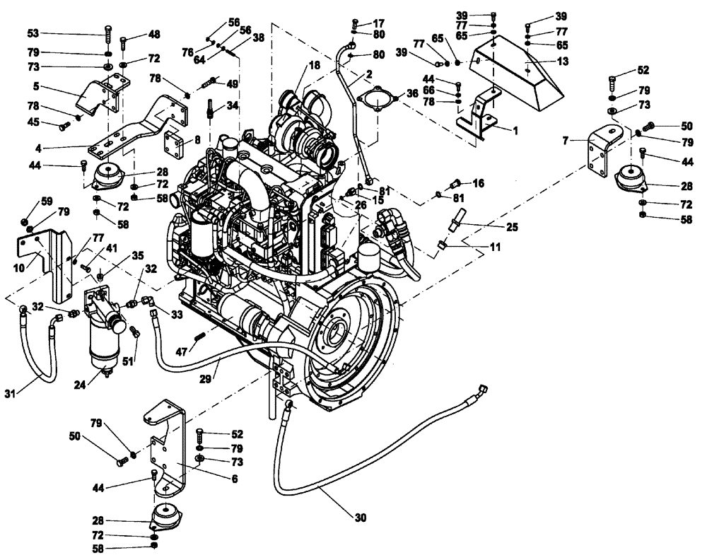 Схема запчастей Case DV210 - (10.012.01) - ENGINE MOUNTING AND ATTACHING (GROUP 105-ND142591) - BEFORE SN NDNTL2181 (10) - ENGINE