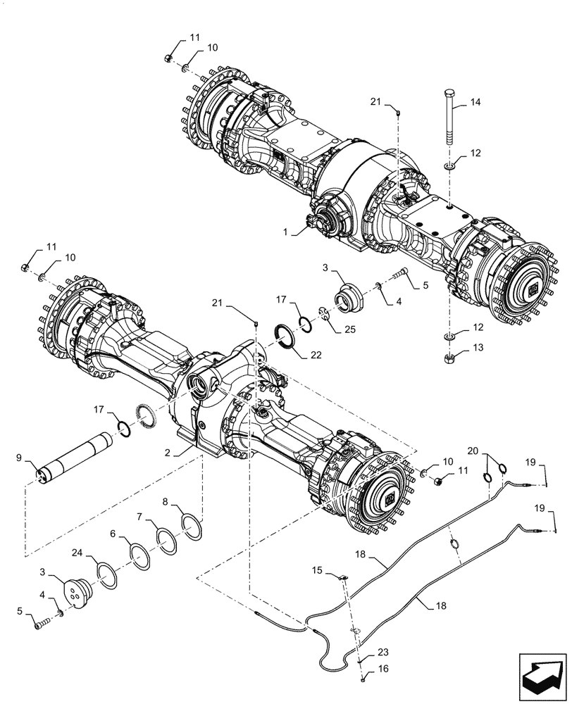 Схема запчастей Case 821G - (27.100.010[01]) - VAR - 782122 - AXLE INSTALLATION STANDARD (27) - REAR AXLE SYSTEM