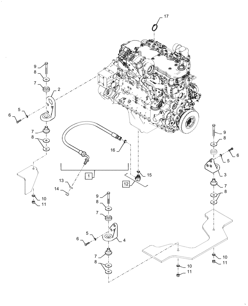 Схема запчастей Case 921G - (10.001.020[01]) - ENGINE MOUNTING (10) - ENGINE