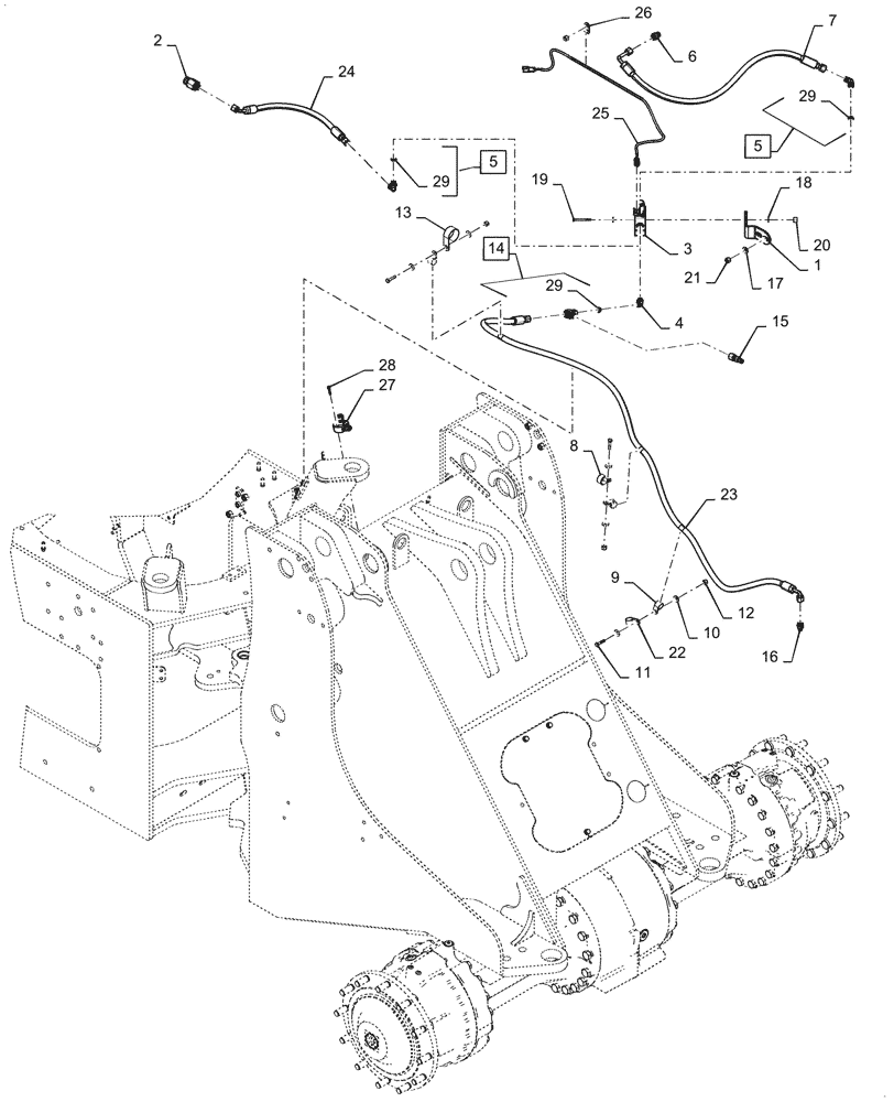 Схема запчастей Case 721G - (25.102.060) - VAR - 424235 - DIFFERENTIAL LOCK, LINE (25) - FRONT AXLE SYSTEM