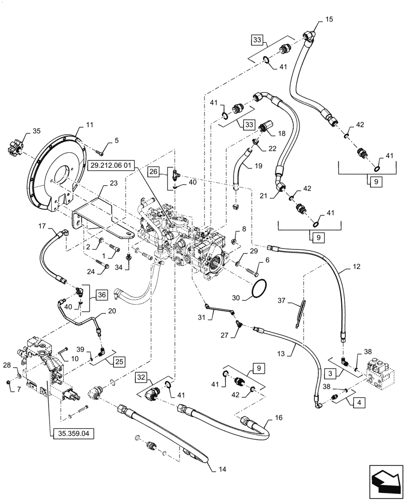 Схема запчастей Case SR250 - (29.204.AB[01]) - HYDROSTATIC PUMP, DRIVE LINES, MECHANICAL CONTROLS (29) - HYDROSTATIC DRIVE