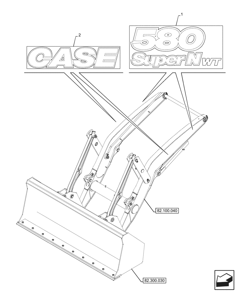 Схема запчастей Case 580SN WT - (90.108.770) - MODEL IDENTIFICATION DECAL, 4WD (90) - PLATFORM, CAB, BODYWORK AND DECALS