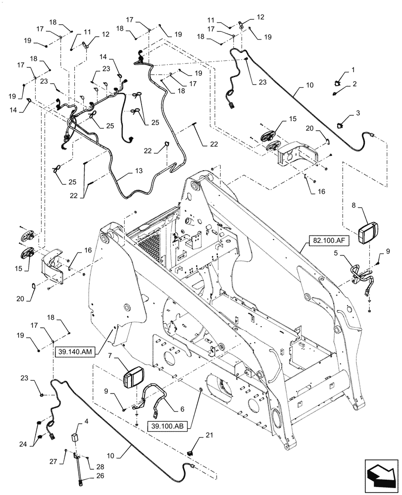 Схема запчастей Case TR310 - (55.404.CY) - EU ROAD LIGHTS (55) - ELECTRICAL SYSTEMS