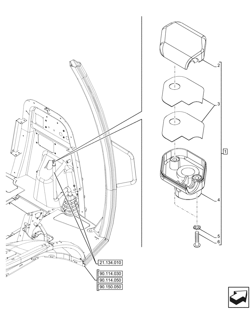 Схема запчастей Case 580N - (21.134.110) - VAR - 423000, 747853, 747854, 747855 - POWERSHUTTLE TRANSMISSION, KNOB (21) - TRANSMISSION