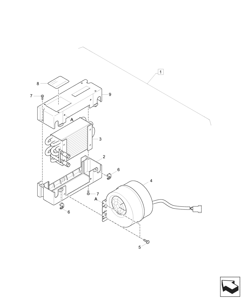 Схема запчастей Case CX26C - (50.100.010) - VAR - 747988 - HEATER - CAB (50) - CAB CLIMATE CONTROL