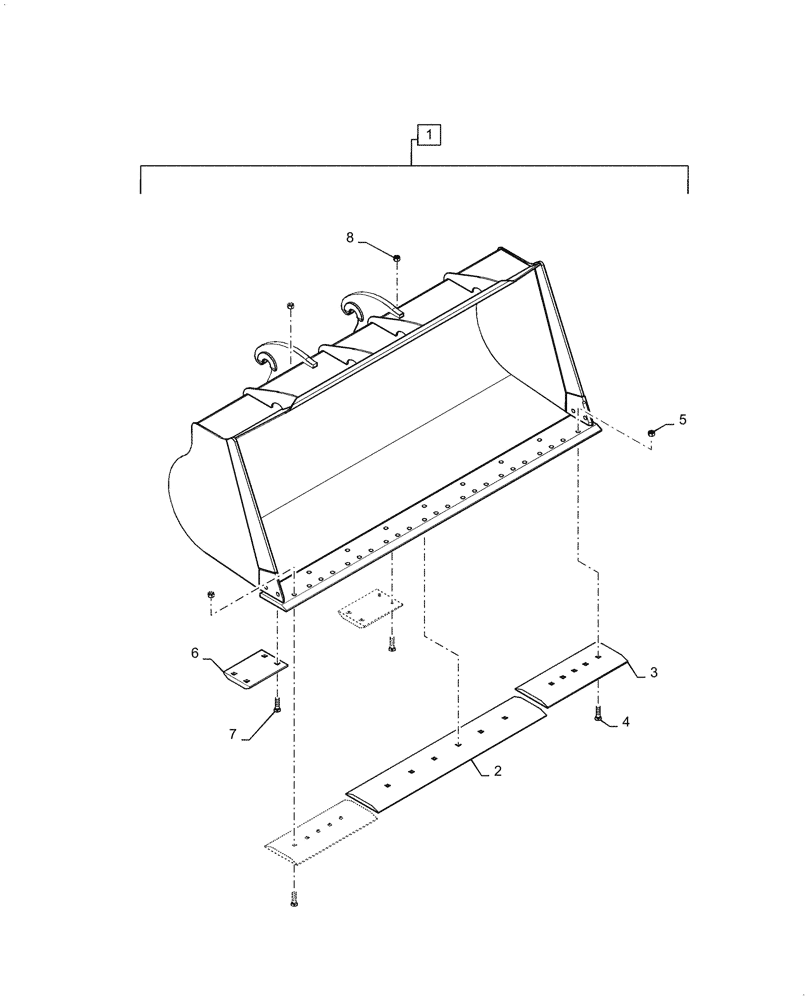 Схема запчастей Case 821G - (82.300.060[01]) - VAR - 424250, 424999 - BUCKET W/ CUTTING EDGE (82) - FRONT LOADER & BUCKET