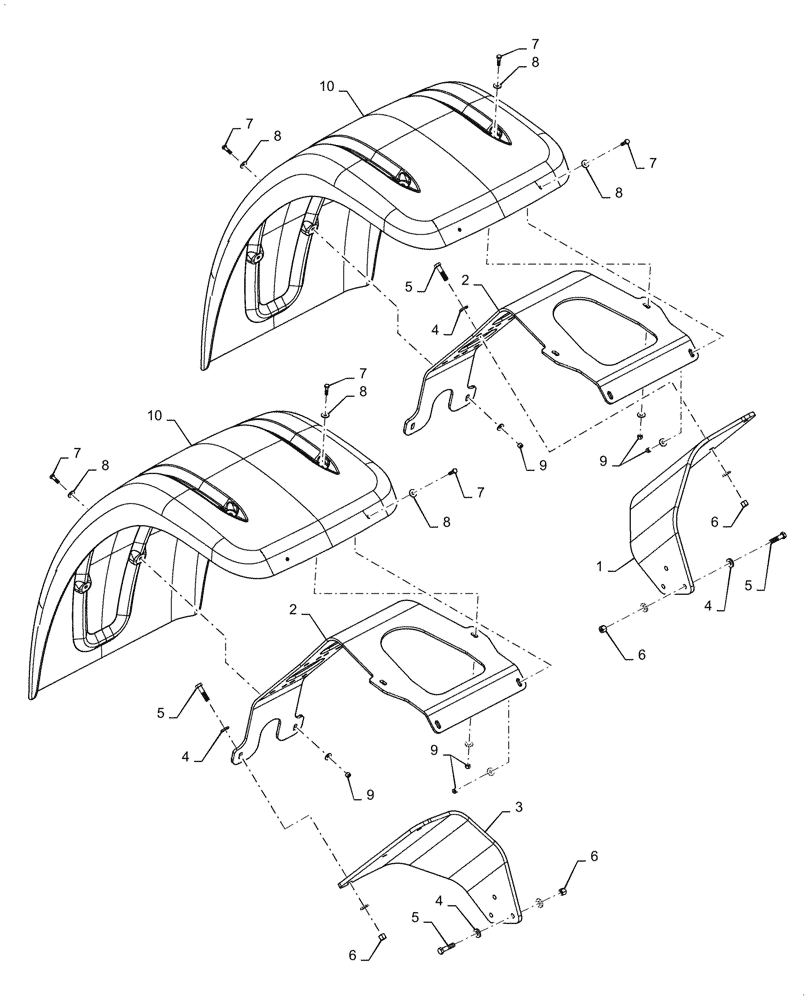 Схема запчастей Case 921G - (90.116.020[02]) - FRONT FENDER, WIDE (90) - PLATFORM, CAB, BODYWORK AND DECALS