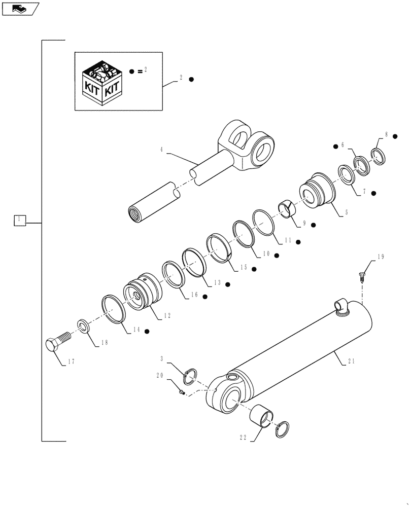 Схема запчастей Case 921G - (41.216.020[02]) - STEERING CYLINDER ASSEMBLY, RIGHT (41) - STEERING