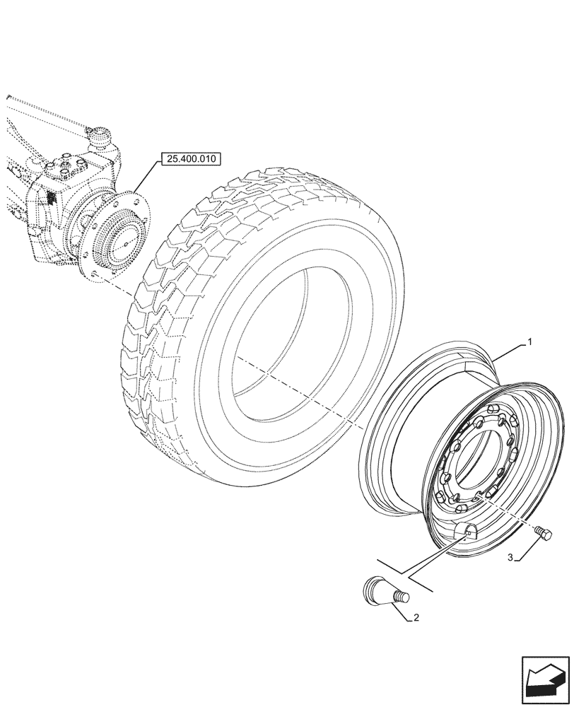 Схема запчастей Case 580N - (44.511.080) - VAR - 9200011 - FRONT, WHEEL (8LX16), 2WD (44) - WHEELS