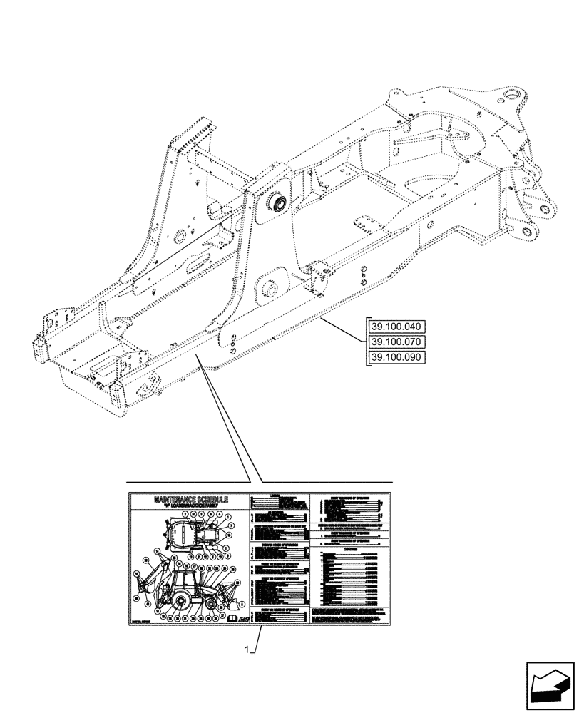 Схема запчастей Case 580SN - (90.108.080) - WARNING DECAL, MAINTENANCE (90) - PLATFORM, CAB, BODYWORK AND DECALS