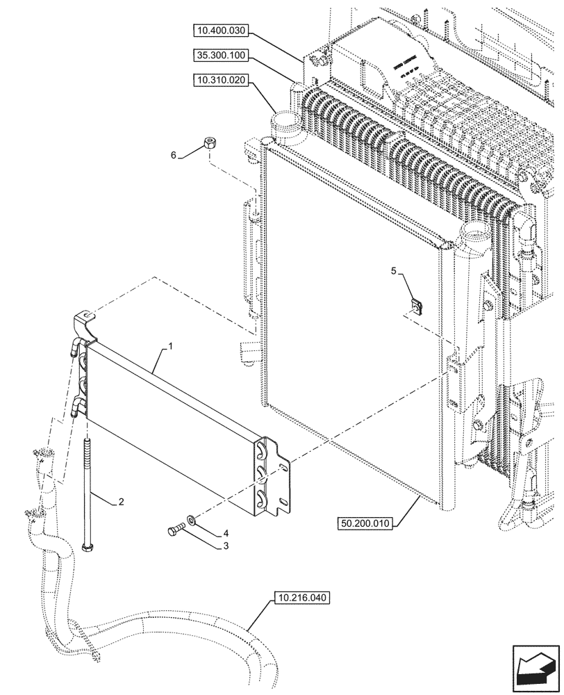 Схема запчастей Case 590SN - (10.216.080) - VAR - 747853, 747855 - FUEL COOLER (10) - ENGINE