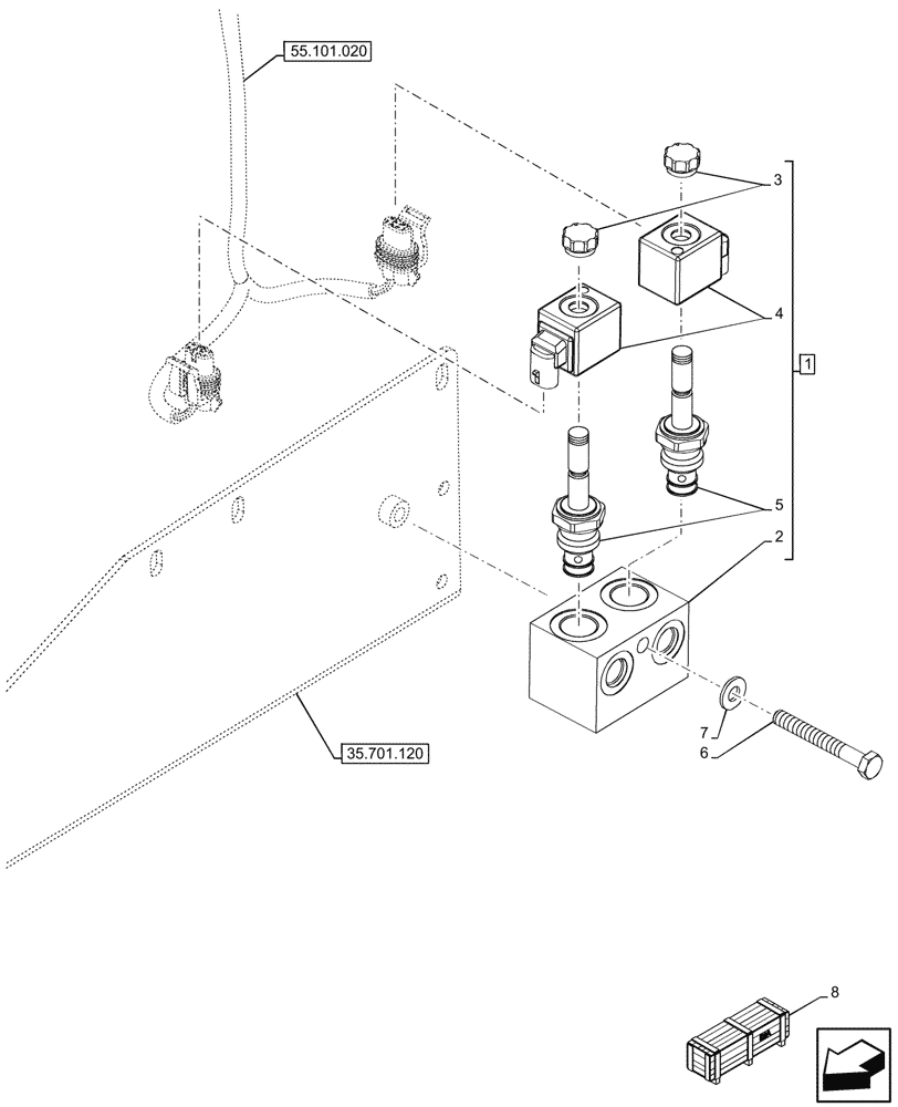 Схема запчастей Case 590SN - (35.701.130) - VAR - 423090, 423098 - RIDE CONTROL, VALVE (35) - HYDRAULIC SYSTEMS