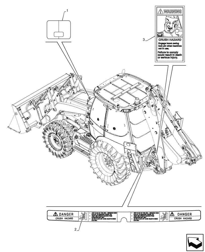 Схема запчастей Case 580SN WT - (90.108.270) - WARNING DECAL (90) - PLATFORM, CAB, BODYWORK AND DECALS