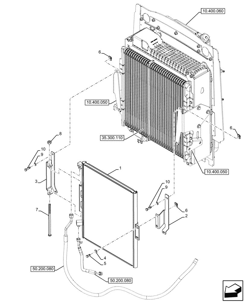 Схема запчастей Case 580N - (50.200.010) - VAR - 747853, 747855 - AIR CONDITIONING, CONDENSER (50) - CAB CLIMATE CONTROL