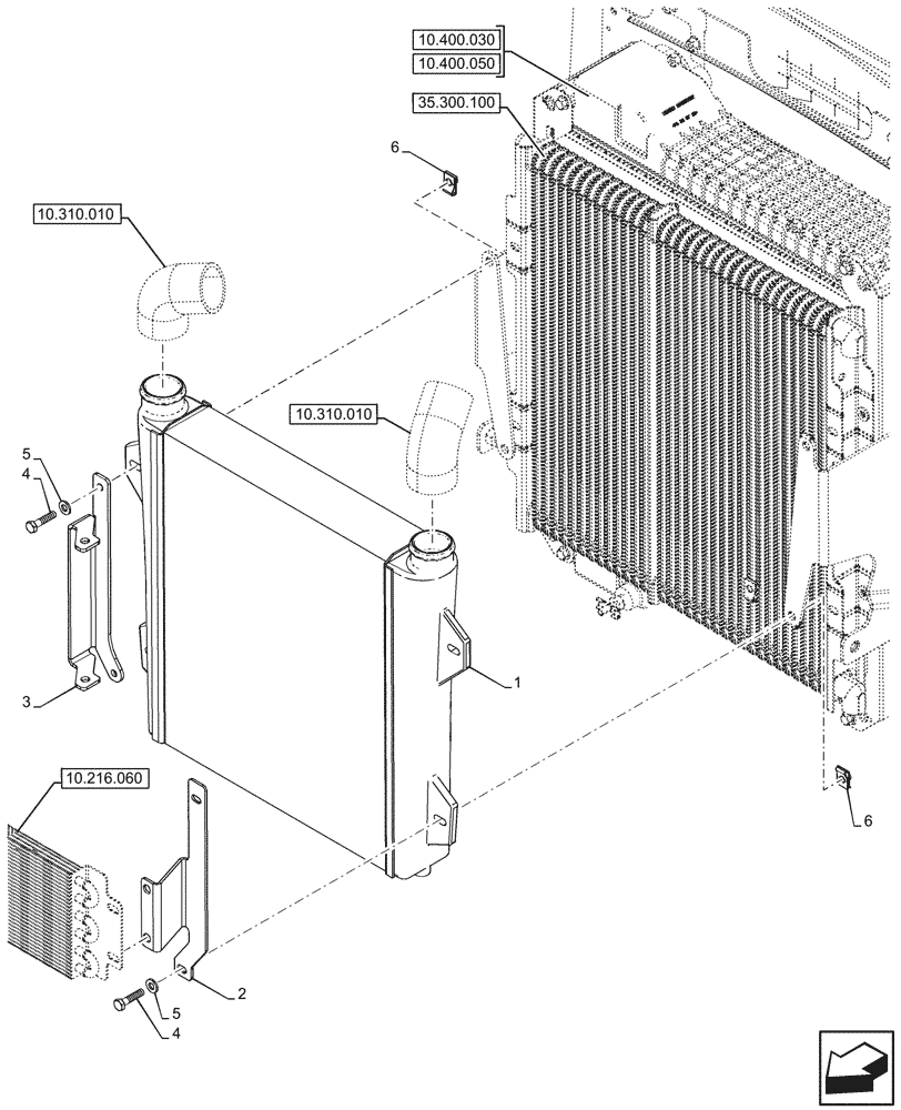 Схема запчастей Case 590SN - (10.310.030) - VAR - 747853, 747855 - AFTERCOOLER (10) - ENGINE