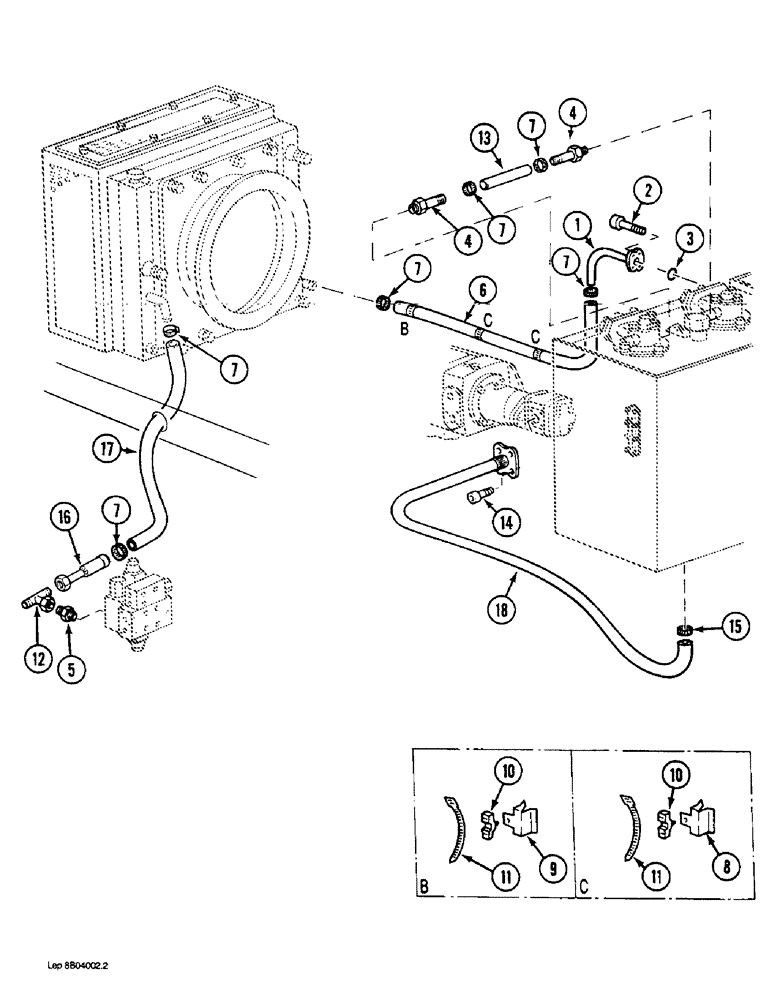 Схема запчастей Case 1088 - (8B-24) - HYDRAULIC PUMP LINES, LOW PRESSURE PUMP SUCTION AND OIL FILTERS LINES P.I.N. FROM XXXXX AND AFTER (08) - HYDRAULICS