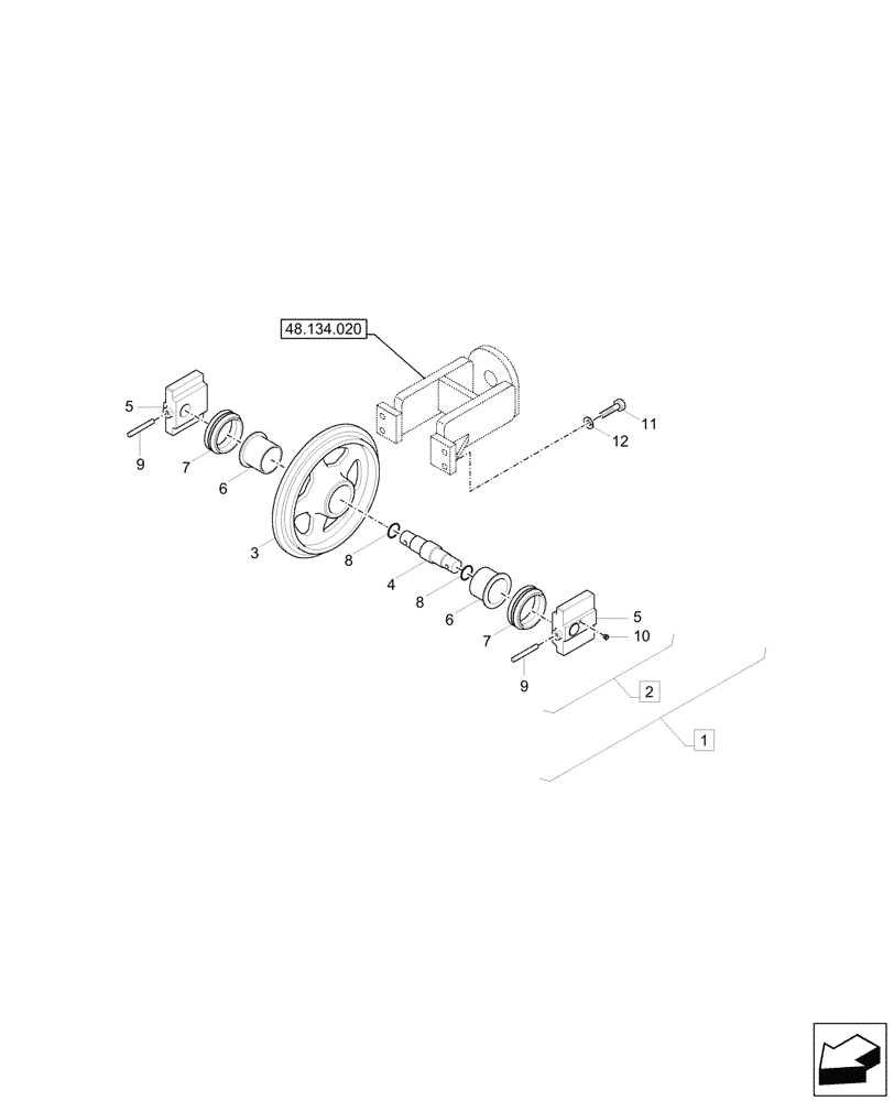 Схема запчастей Case CX26C - (48.134.010) - VAR - 9552700 - IDLER WHEEL, COMPONENTS (48) - TRACKS & TRACK SUSPENSION