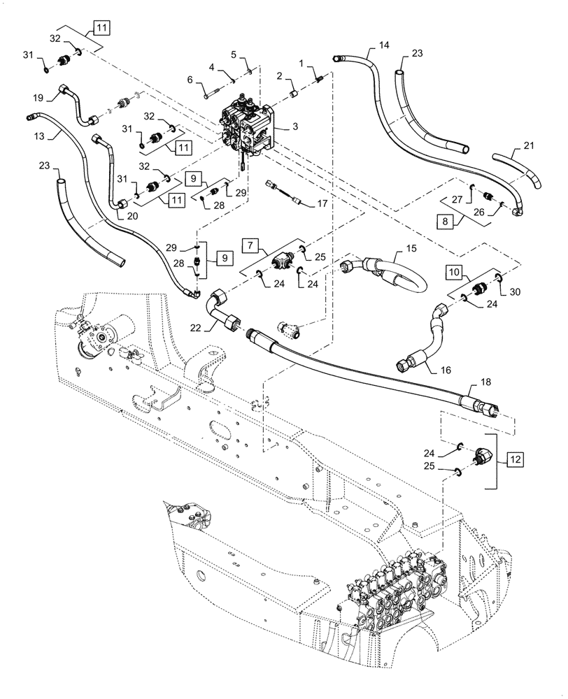 Схема запчастей Case 580SN WT - (35.701.07[01]) - HYDRAULICS - VALVE, LOADER CONTROL (2 SPOOL) (580SN, 580SN WT, 590SN) (35) - HYDRAULIC SYSTEMS