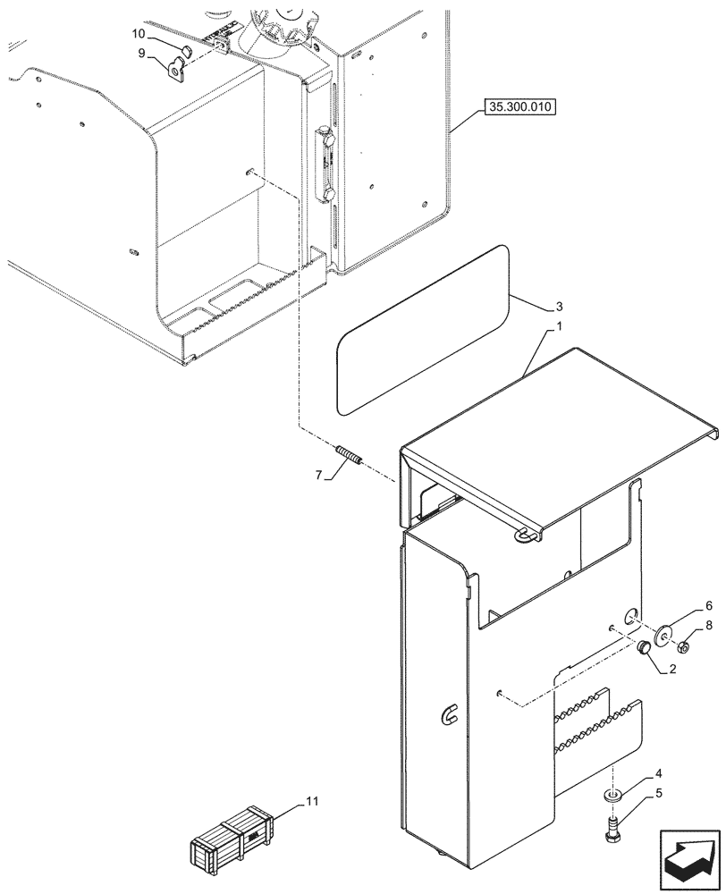 Схема запчастей Case 590SN - (88.100.010) - VAR - 747875 - TOOL BOX (88) - ACCESSORIES