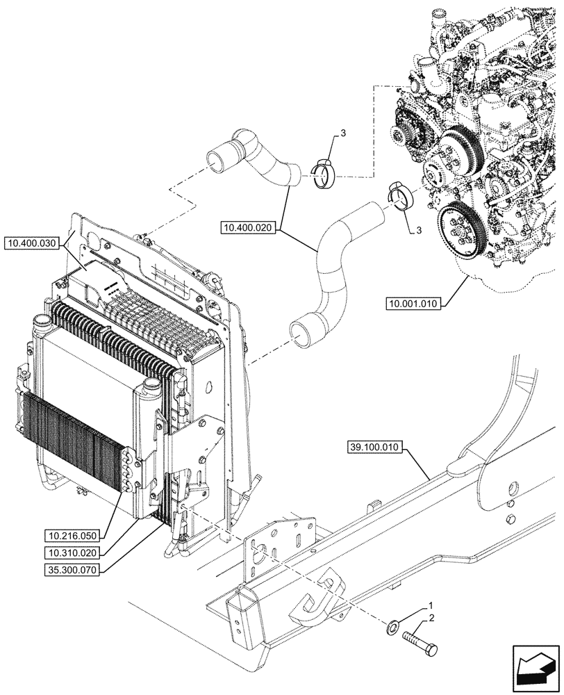 Схема запчастей Case 590SN - (10.400.010) - VAR - 423000, 442082, 747853, 747854, 747855 - RADIATOR HOSE, CLAMP (10) - ENGINE