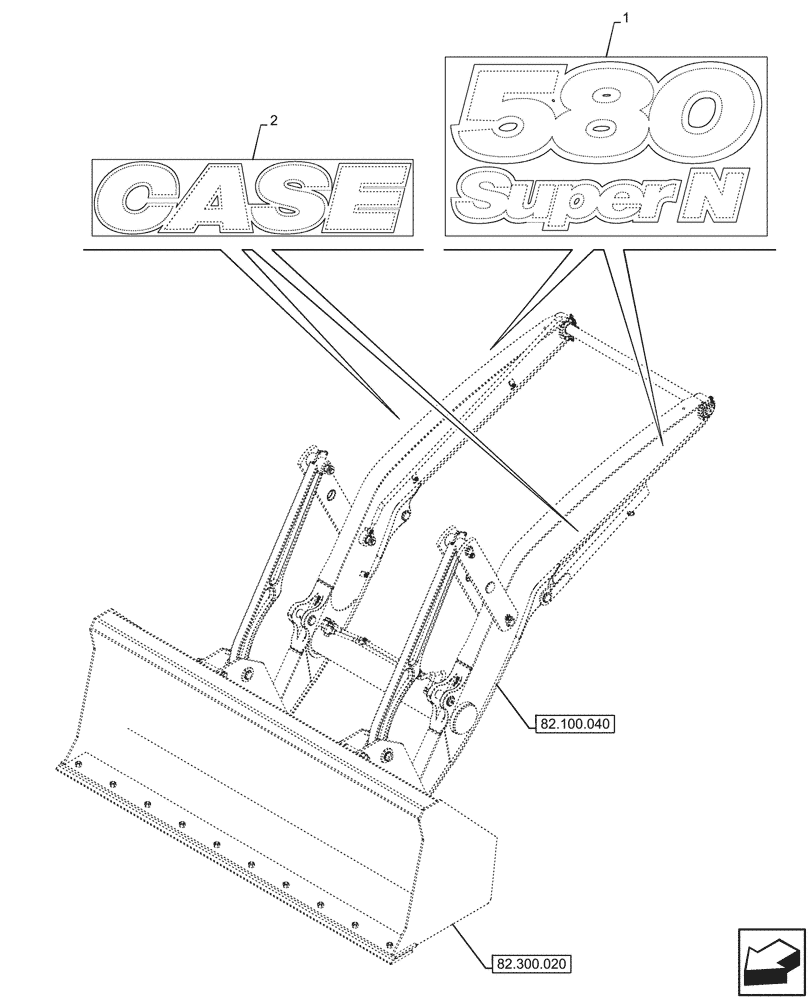 Схема запчастей Case 580SN - (90.108.750) - MODEL IDENTIFICATION DECAL (90) - PLATFORM, CAB, BODYWORK AND DECALS