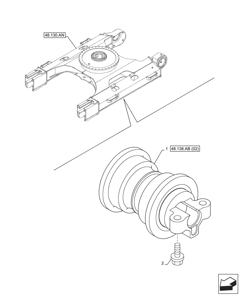 Схема запчастей Case CX350D LC - (48.138.AB[01]) - TRACK ROLLER (48) - TRACKS & TRACK SUSPENSION