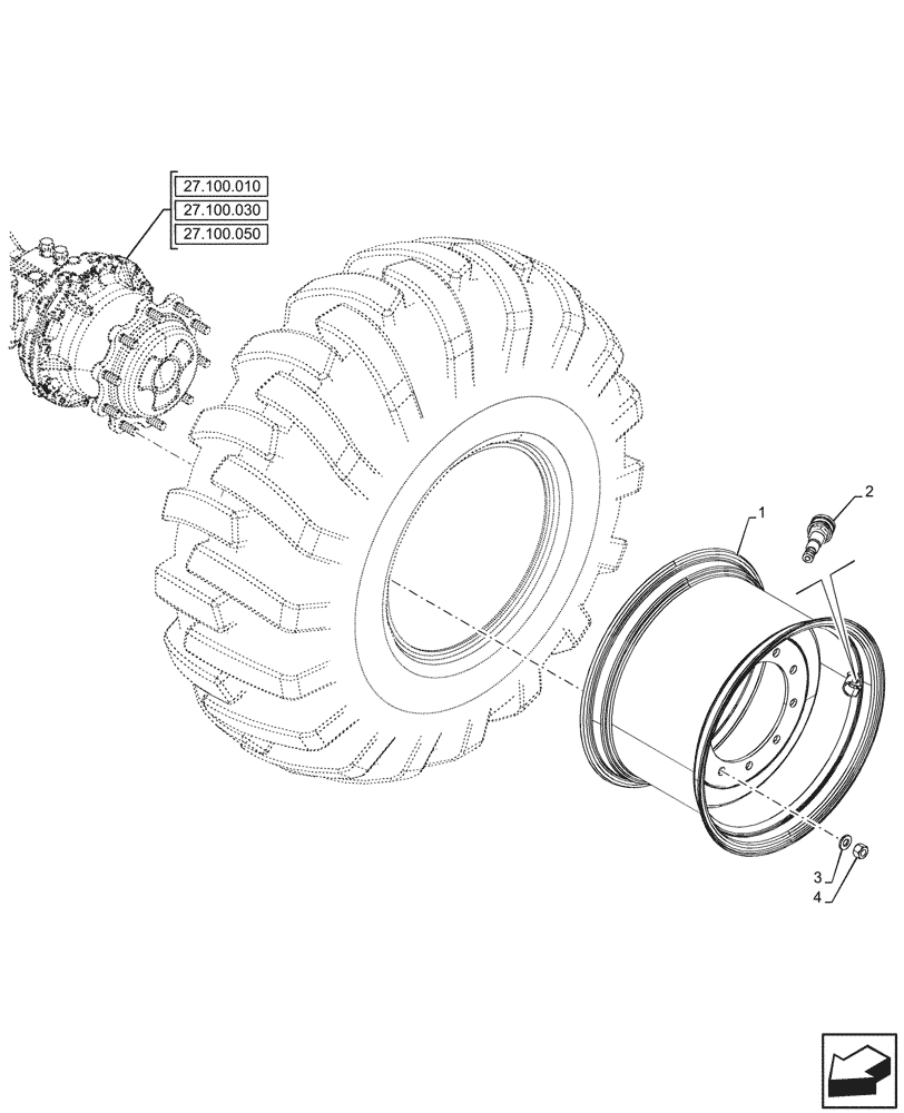 Схема запчастей Case 580N EP - (44.520.010) - VAR - 8401120, 8401140, 9300014 - REAR, WHEEL (W16LX24) (44) - WHEELS