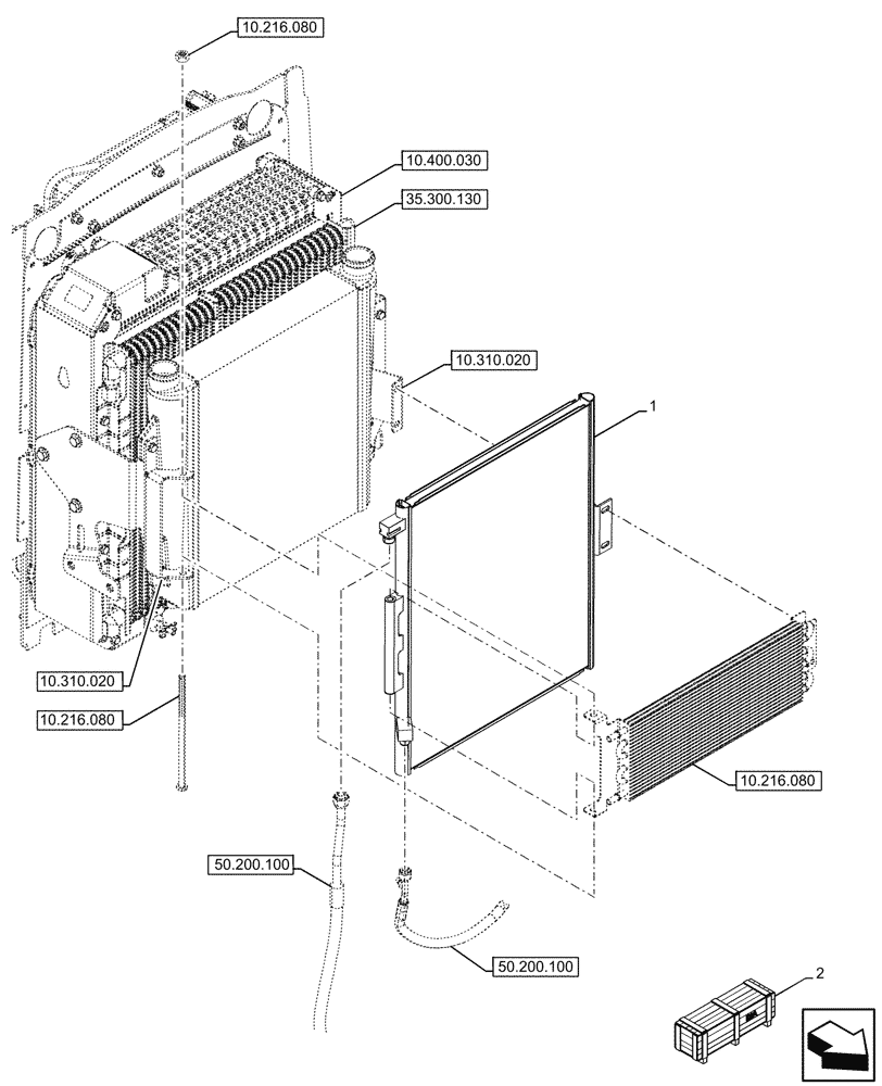 Схема запчастей Case 580SN - (50.200.020) - VAR - 747853, 747855 - AIR CONDITIONING, CONDENSER (50) - CAB CLIMATE CONTROL