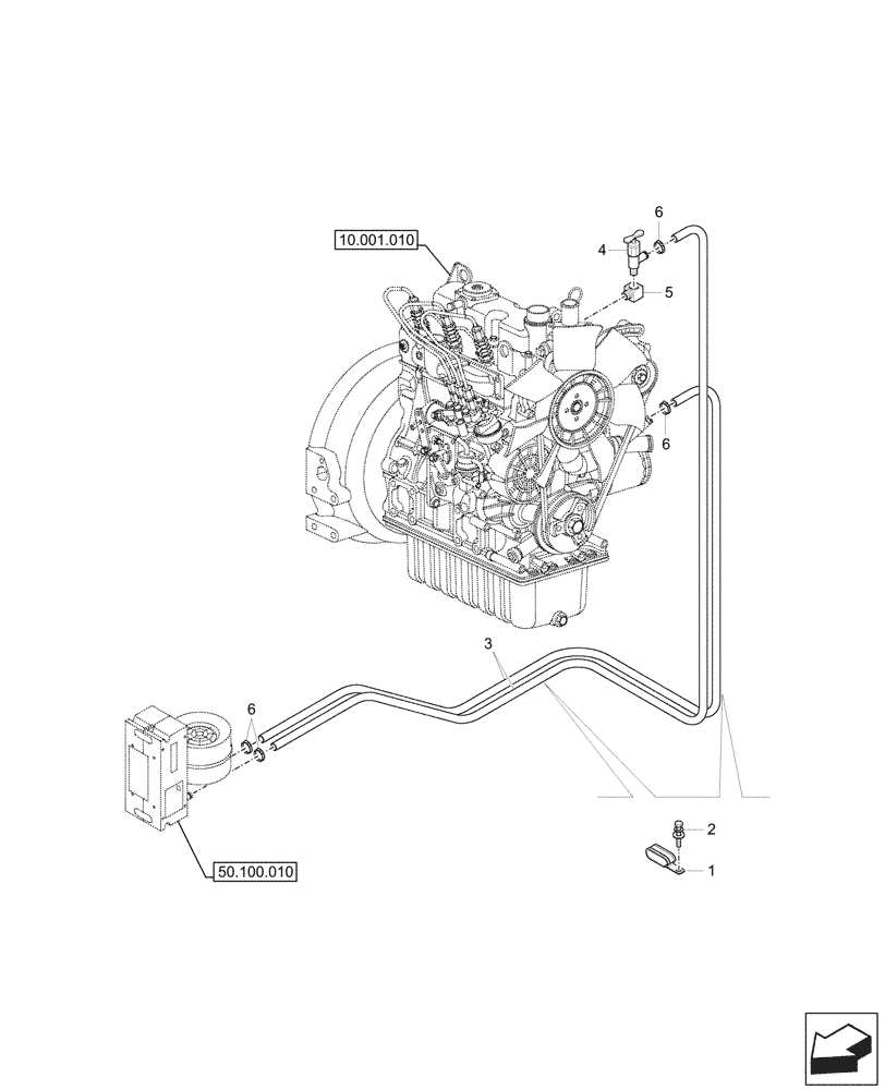 Схема запчастей Case CX26C - (50.100.020) - VAR - 747988 - HEATER HOSE - CAB (50) - CAB CLIMATE CONTROL