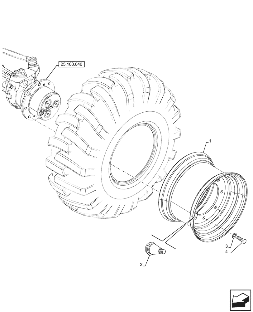 Схема запчастей Case 590SN - (44.511.060) - VAR - 9200012, 9200025 - FRONT, WHEEL (10.5X17.5), 4WD (44) - WHEELS