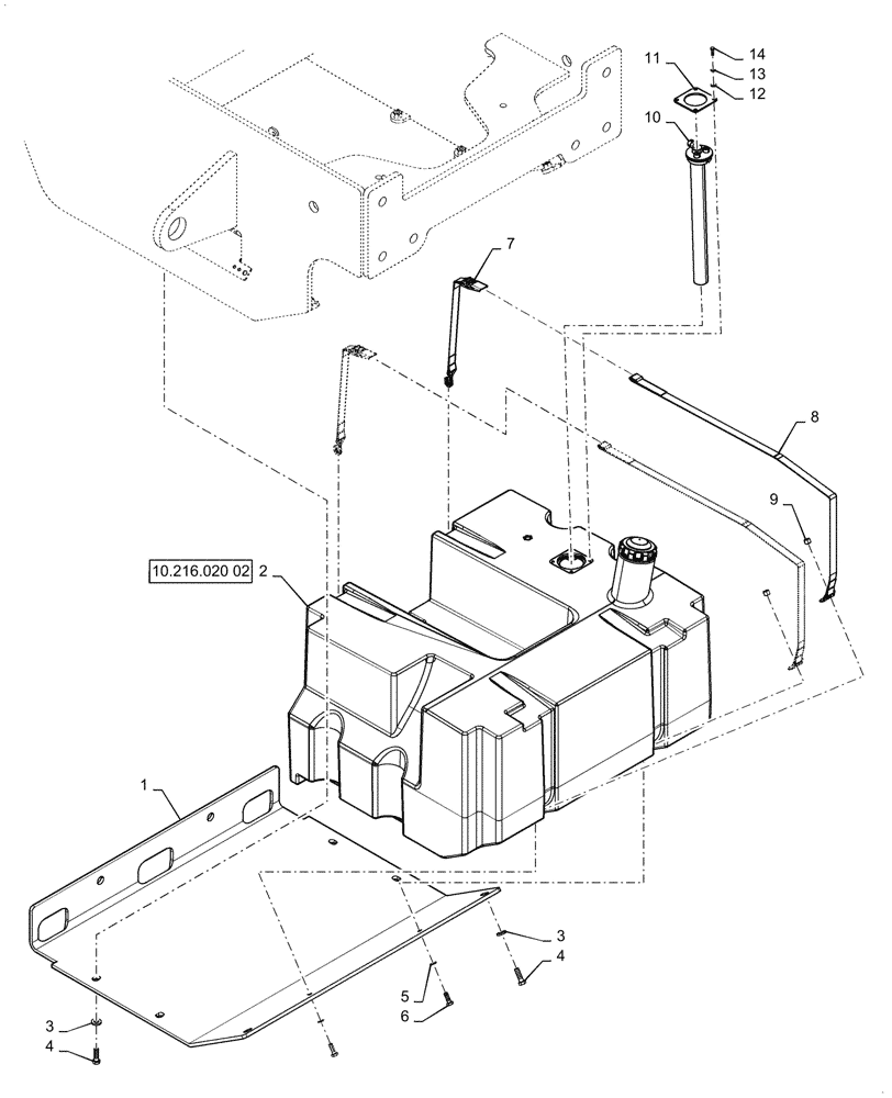 Схема запчастей Case 821G - (10.216.020) - FUEL TANK INSTALLATION (10) - ENGINE