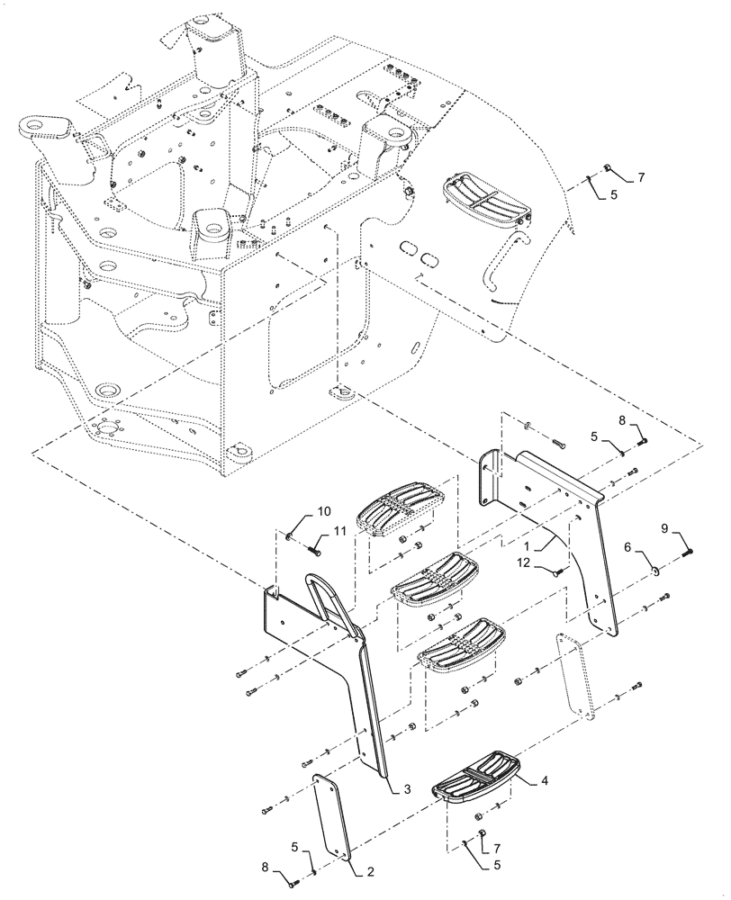 Схема запчастей Case 821G - (90.118.020) - STEP INSTALLATION, LEFT HAND, WIDE (90) - PLATFORM, CAB, BODYWORK AND DECALS