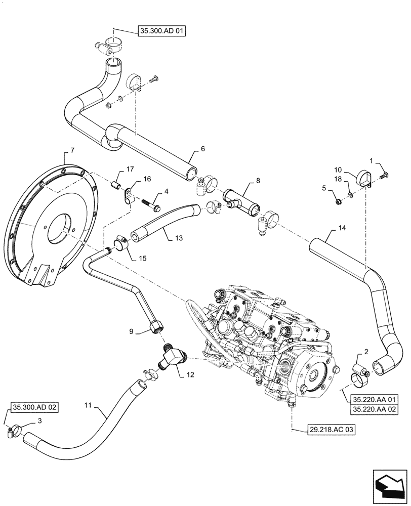 Схема запчастей Case SR250 - (29.204.AB[04]) - HYDROSTATIC PUMP, SUPPLY LINES, EH CONTROL (29) - HYDROSTATIC DRIVE