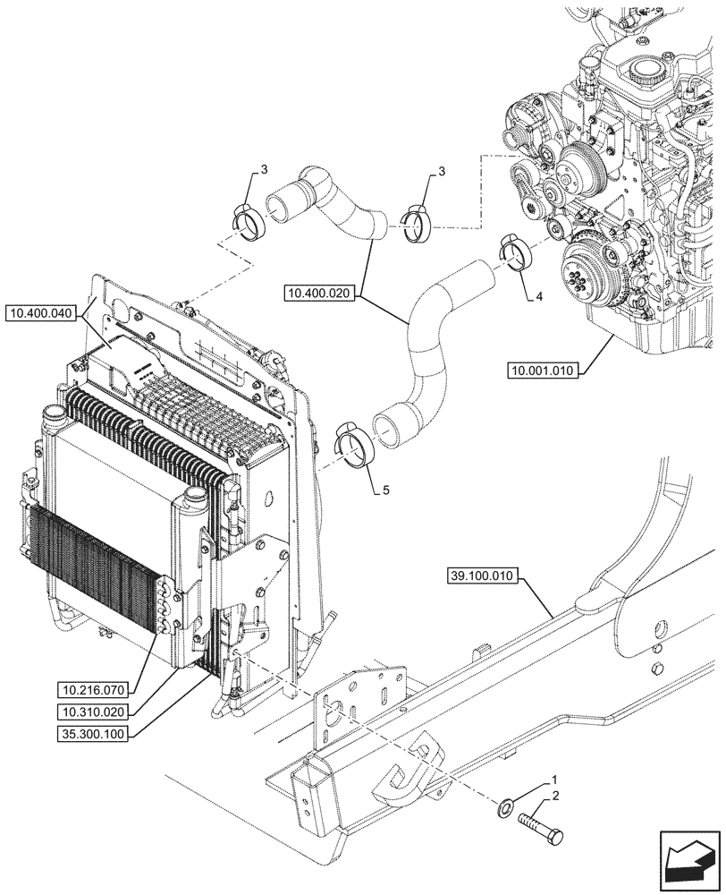 Схема запчастей Case 580SN WT - (10.400.010) - VAR - 423000, 423001, 442082, 747853, 747854, 747855 - RADIATOR HOSE, CLAMP (10) - ENGINE