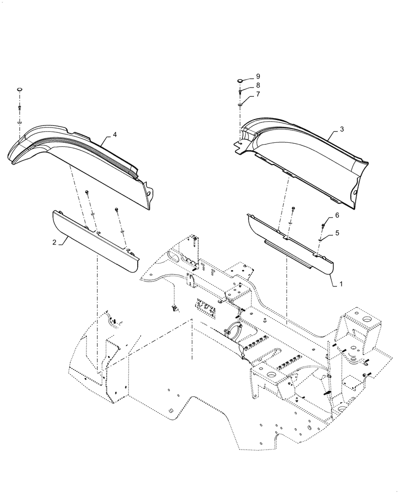 Схема запчастей Case 921G - (90.116.050) - WHEEL WELL GUARD (90) - PLATFORM, CAB, BODYWORK AND DECALS