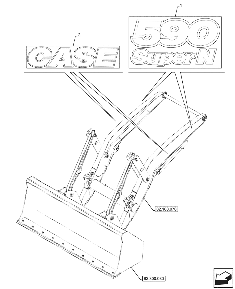 Схема запчастей Case 590SN - (90.108.790) - MODEL IDENTIFICATION DECAL (90) - PLATFORM, CAB, BODYWORK AND DECALS