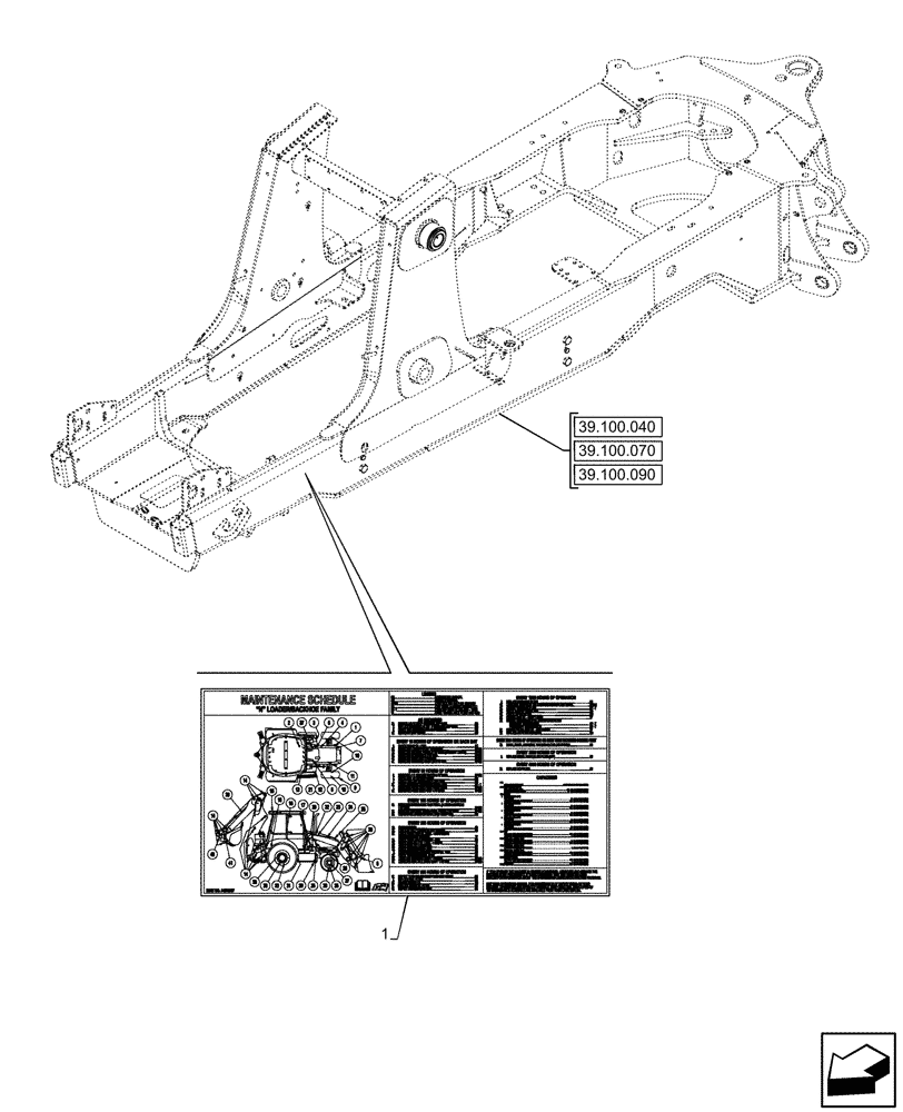 Схема запчастей Case 580SN - (90.108.230) - WARNING DECAL, MAINTENANCE (90) - PLATFORM, CAB, BODYWORK AND DECALS