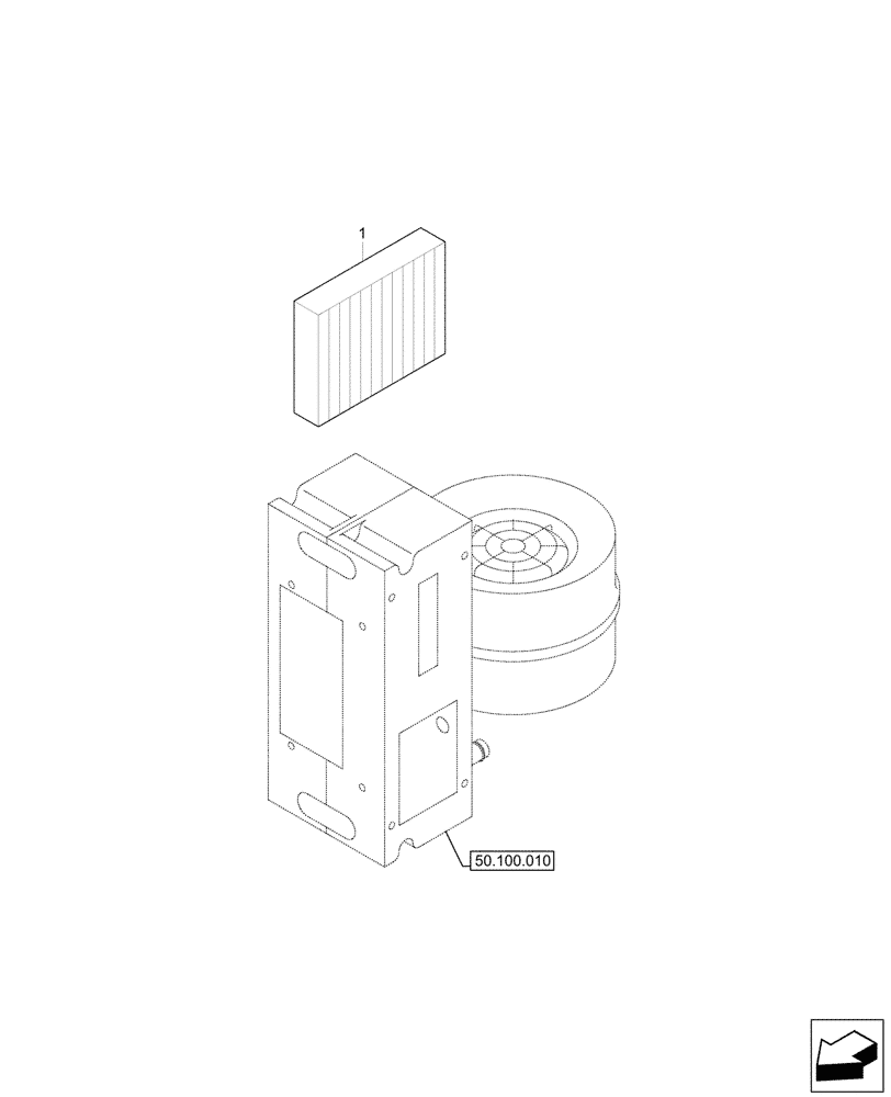 Схема запчастей Case CX26C - (50.104.010) - VAR - 747988 - AIR FILTER - CAB (50) - CAB CLIMATE CONTROL