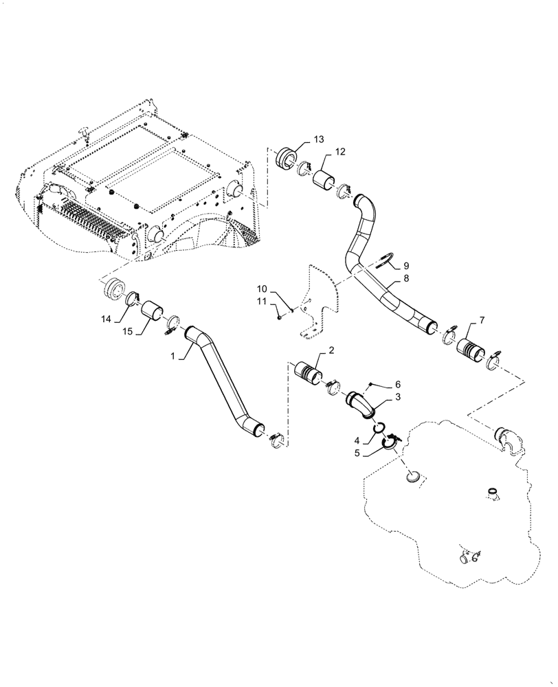 Схема запчастей Case 821G - (10.400.010[02]) - COOLING SYSTEM LINE INSTALLATION (10) - ENGINE