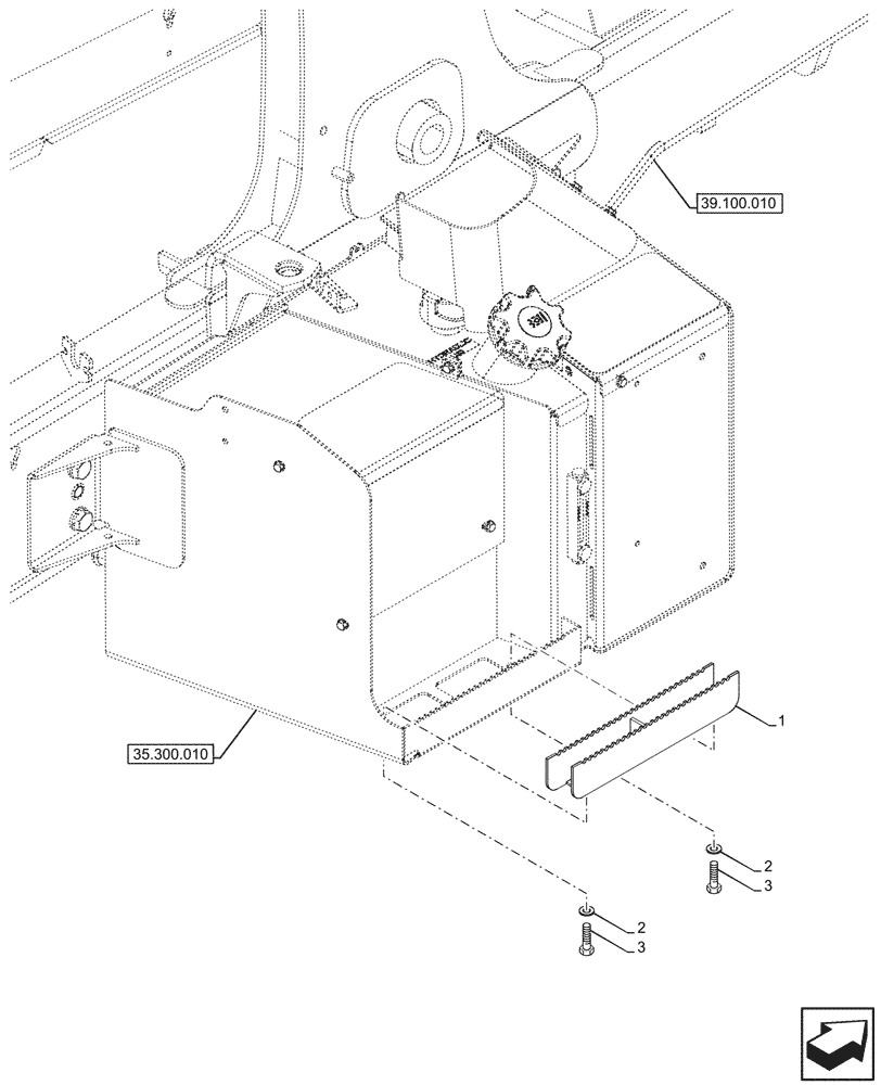 Схема запчастей Case 590SN - (90.118.020) - TANK STEP W/O TOOL BOX (90) - PLATFORM, CAB, BODYWORK AND DECALS