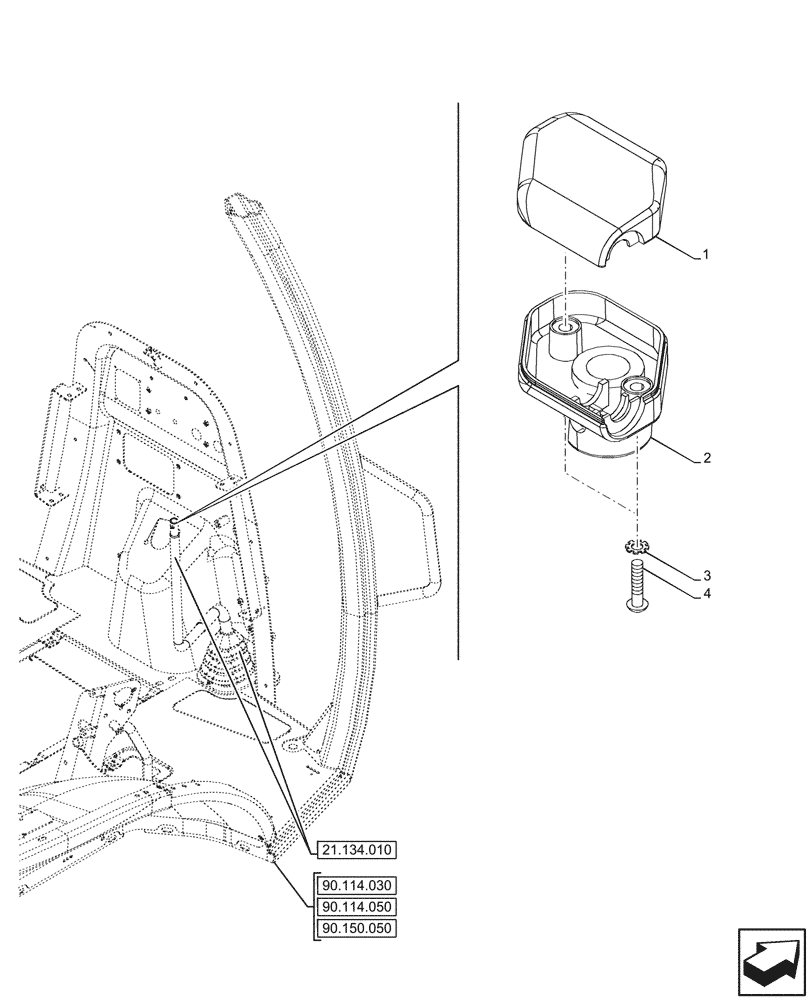 Схема запчастей Case 580N - (21.134.090) - VAR - 442082 - POWERSHUTTLE TRANSMISSION, KNOB (21) - TRANSMISSION