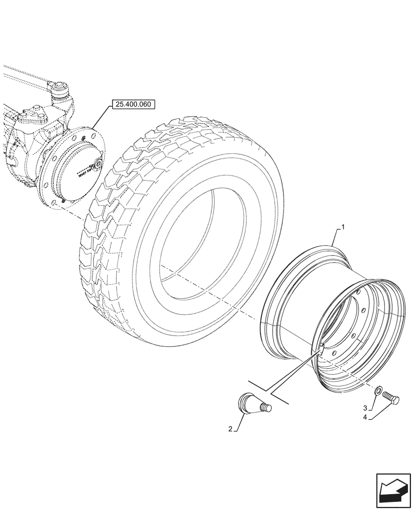 Схема запчастей Case 590SN - (44.511.050) - VAR - 9200010 - FRONT, WHEEL (10.5X17.5), 2WD (44) - WHEELS