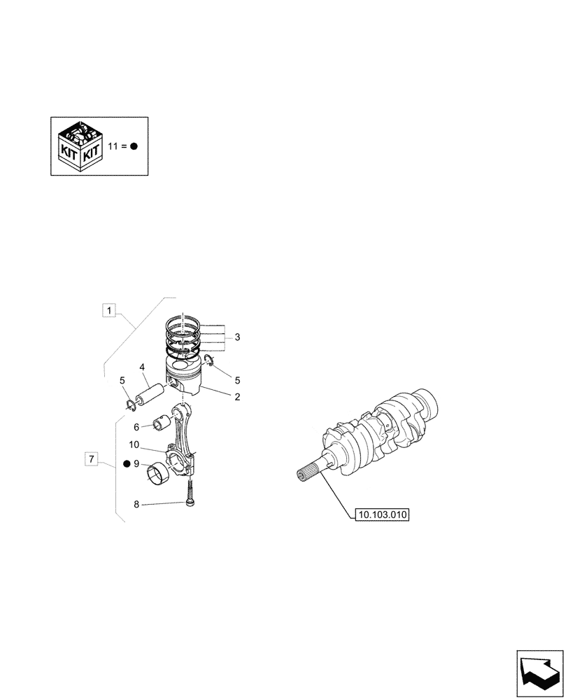 Схема запчастей Case CX26C - (10.105.010) - CONNECTING ROD & PISTON (10) - ENGINE