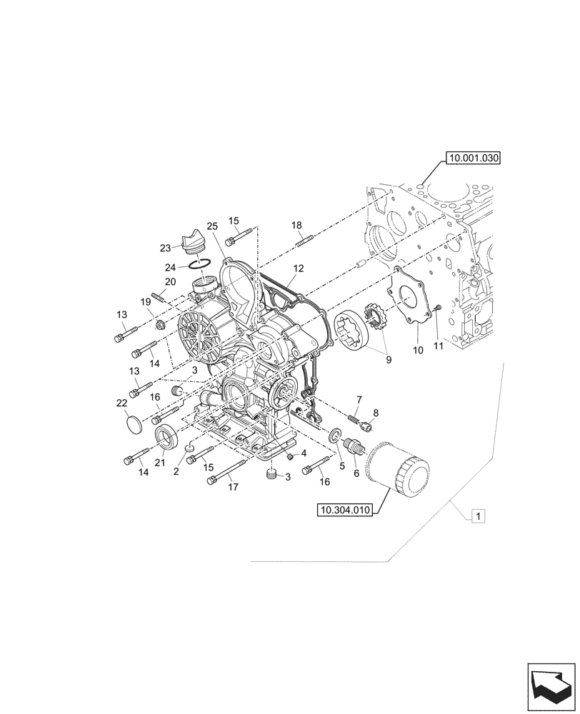 Схема запчастей Case CX26C - (10.102.020) - TIMING CONTROL , HOUSING (10) - ENGINE