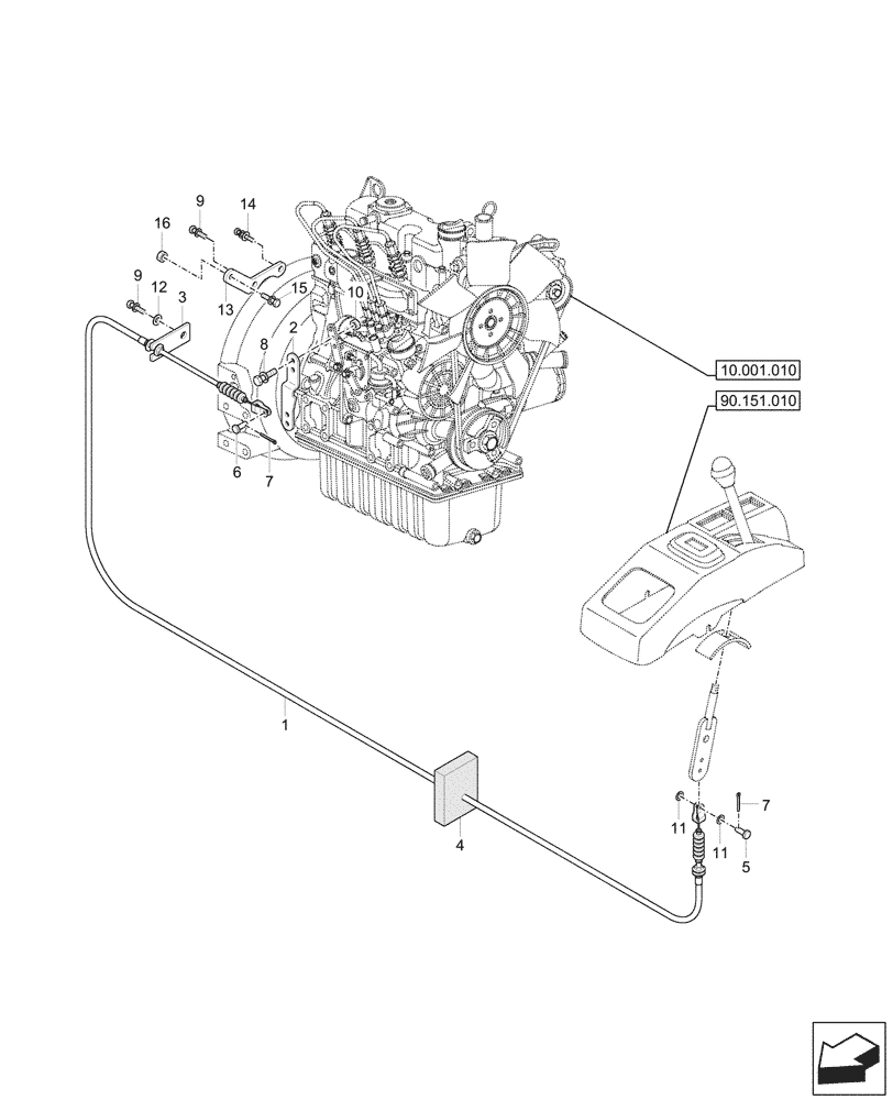 Схема запчастей Case CX26C - (10.220.010) - THROTTLE CONTROL LINKAGE (10) - ENGINE