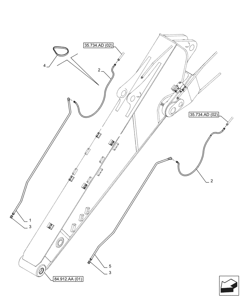 Схема запчастей Case CX350D LC - (35.734.AD[04]) - VAR - 781128 - QUICK COUPLER, HYDRAULIC LINE (ARM L=3.25M) - BSN NFS7P1111 (35) - HYDRAULIC SYSTEMS