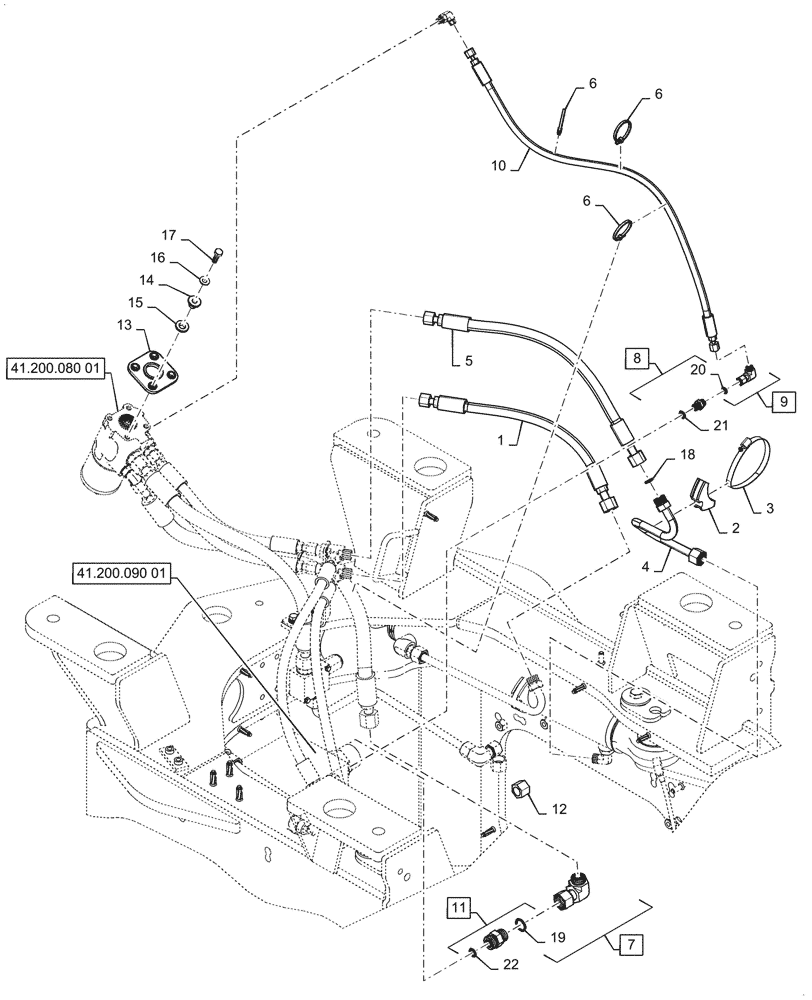 Схема запчастей Case 921G - (41.200.020[01]) - VAR - 782441 - STANDARD STEERING - W/O JOYSTICK (41) - STEERING