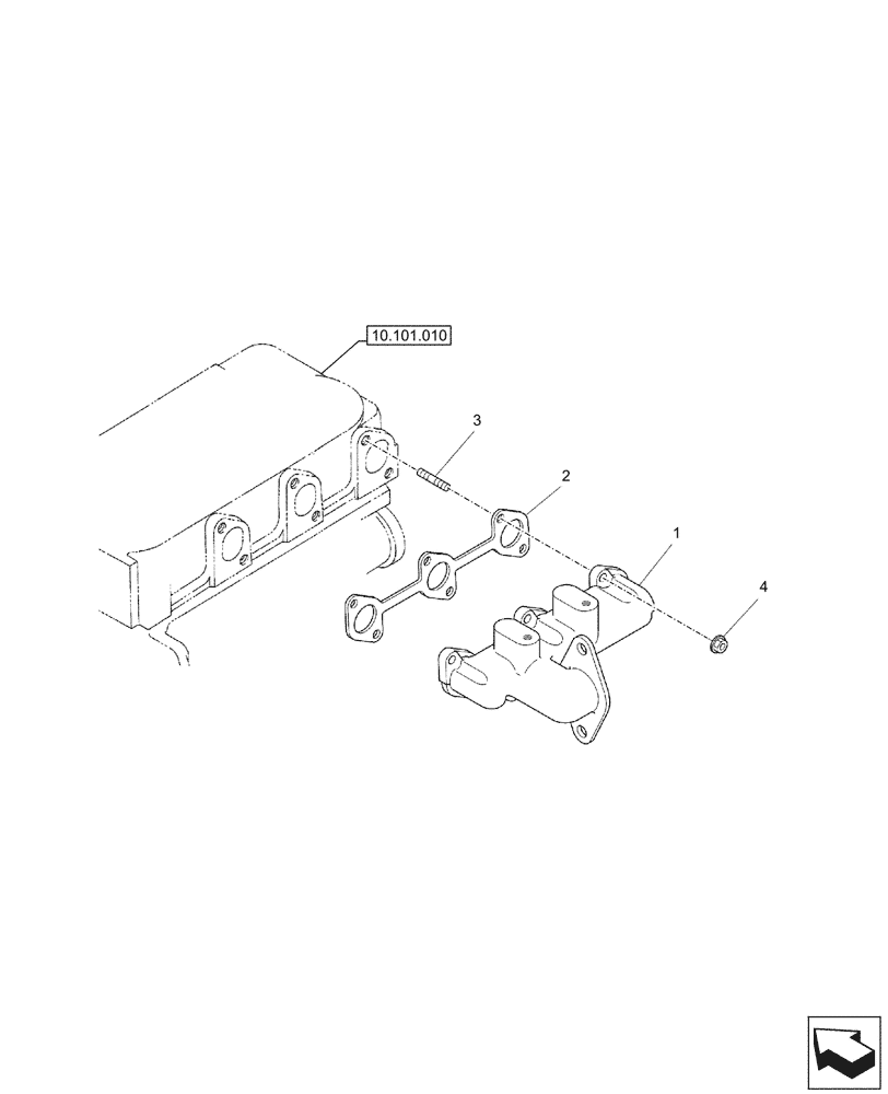 Схема запчастей Case CX26C - (10.254.010) - EXHAUST MANIFOLD (10) - ENGINE