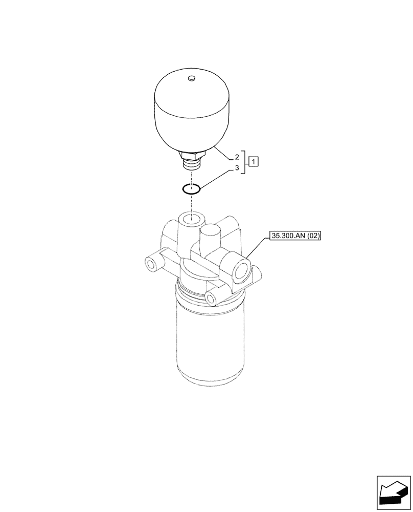 Схема запчастей Case CX350D LC - (35.357.AA) - PILOT ACCUMULATOR (35) - HYDRAULIC SYSTEMS